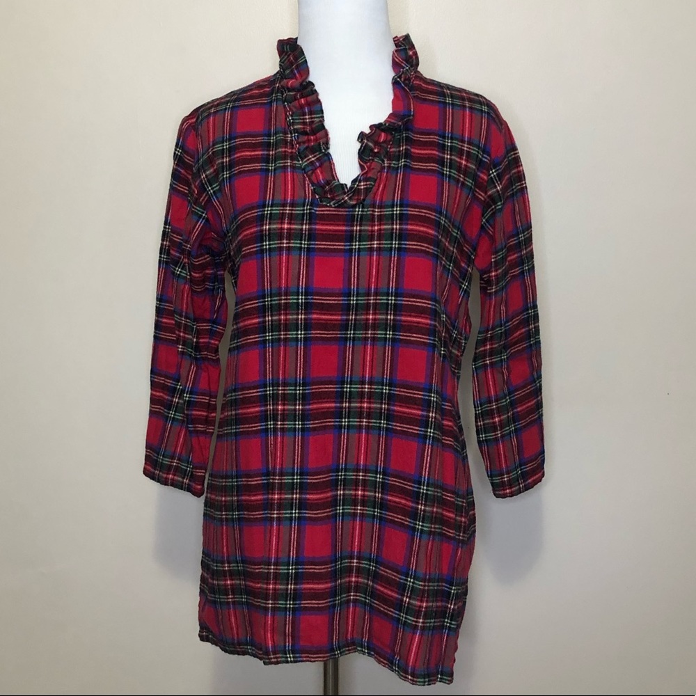 Haley & the Hound Red Plaid Flannel Top (S)